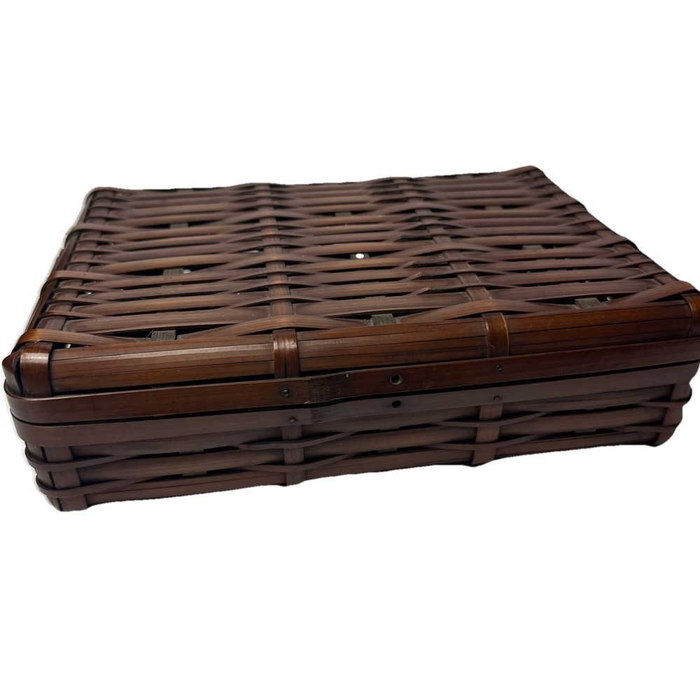 Vintage Bamboo Suitcase Style Basket MCM 10x7x3 Approximate No Handle